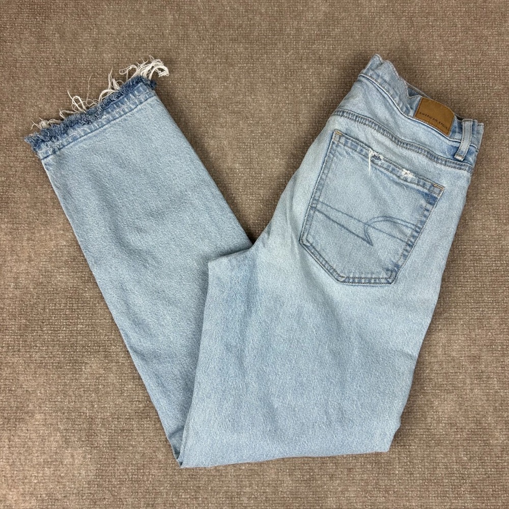 American Eagle Outfitters Jeans Womens 6 Blue Denim Cotton Distressed Frayed Hem